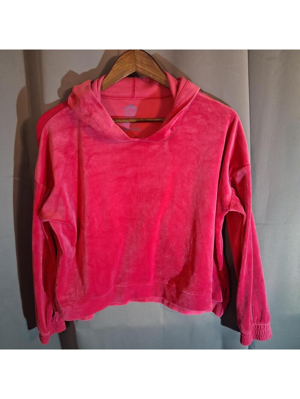 Pink Velour Hoodie Sweatshirt